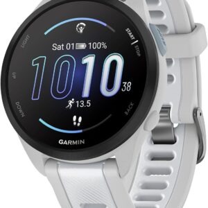 Garmin Forerunner 165 Music GPS 43mm Running Smartwatch, Lightweight, AMOLED Touchscreen, Advanced Training, Insights and Features, Safety & Tracking Features, up to 11 days Battery Life, White